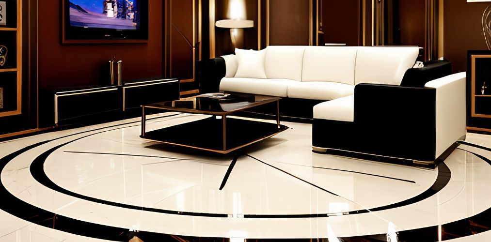 Luxury flooring design with italian marble for living room-Beautiful Homes