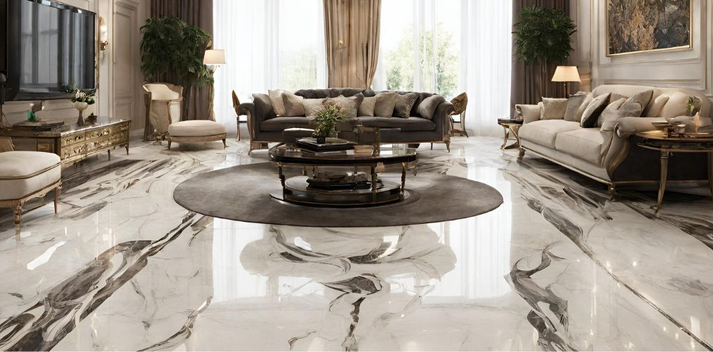Marble floor design for a luxury living room - Beautiful Homes