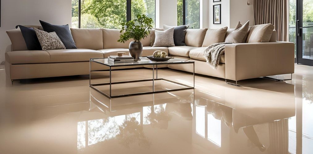 Modern beige glossy flooring design - Beautiful Homes