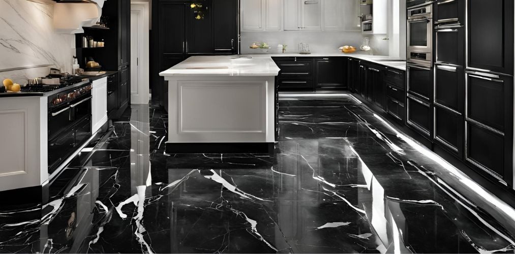 Modern black marble flooring for a luxury kitchen - Beautiful Homes