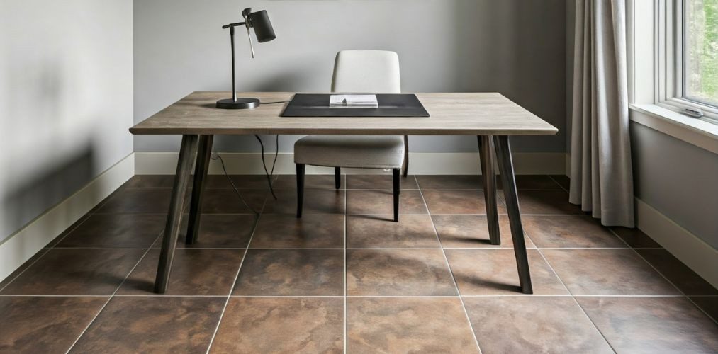 Brown tile flooring in a modern study room - Beautiful Homes