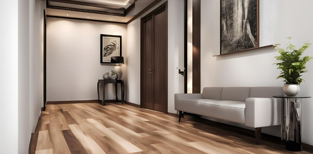 Modern wooden flooring design for an apartment foyer - Beautiful Homes