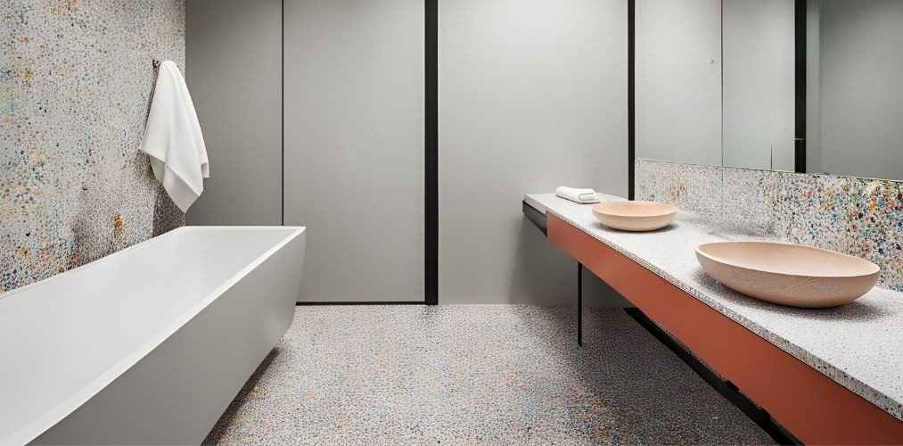 Multi-coloured terrazzo flooring for bathroom - Beautiful Homes