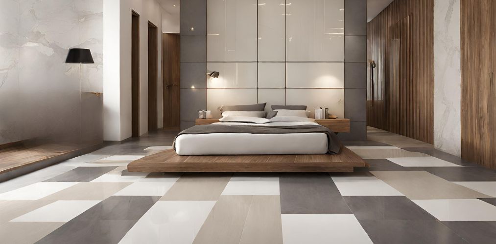 Multi-toned floor tiles for bedroom - Beautiful Homes