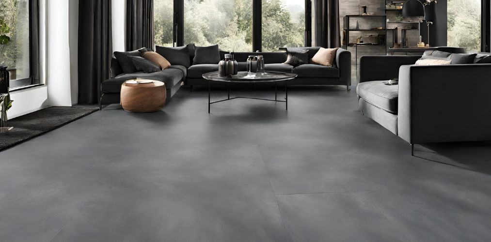 Seamless grey tile flooring for living room - Beautiful Homes