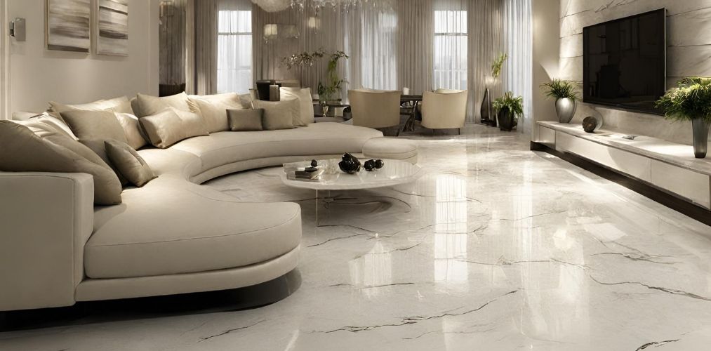 Seamless marble flooring for living room - Beautiful Homes