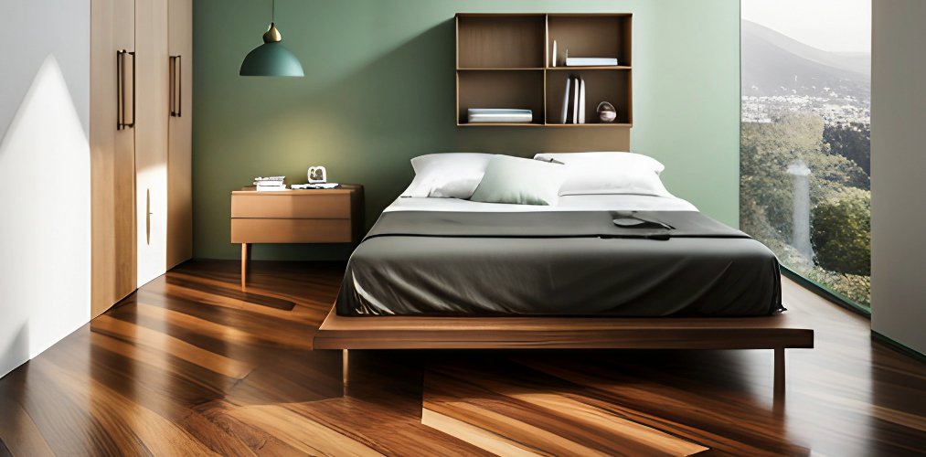 Simple bedroom with wooden flooring-Beautiful Homes