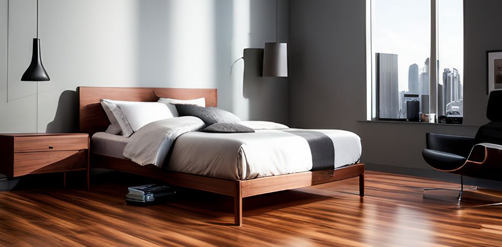 Simple laminate flooring in bedroom-Beautiful Homes