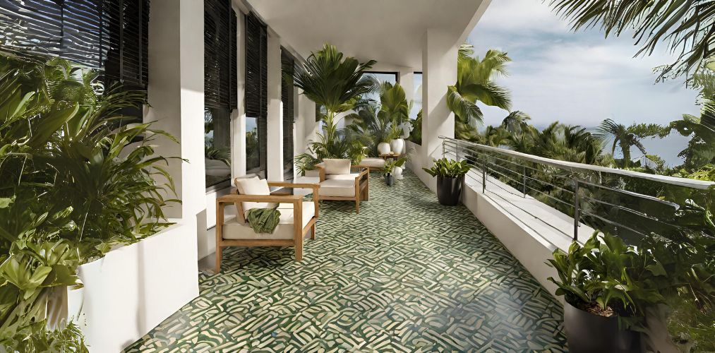 Tropical flooring pattern for balcony - Beautiful Homes