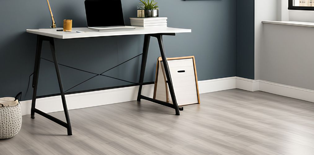 Grey vinyl flooring design for home office-Beautiful Homes