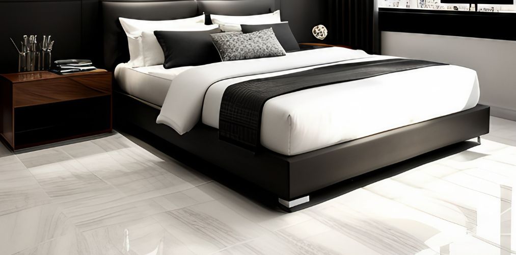 White and black vitrified tiles for bedroom-Beautiful Homes
