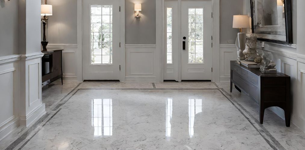 White and grey granite flooring for foyer - Beautiful Homes