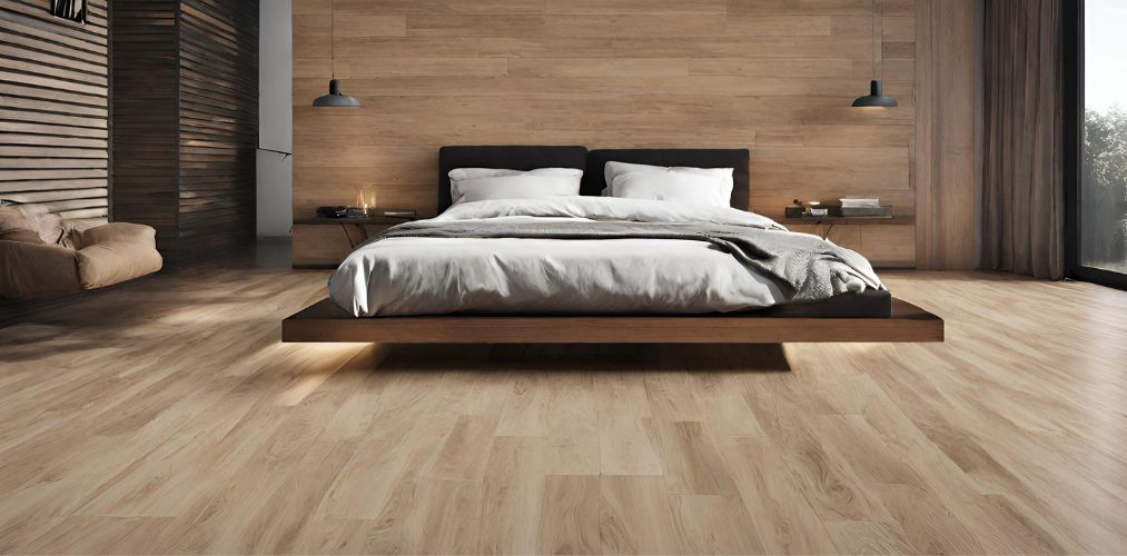 Wooden plank tiles for a simple bedroom - Beautiful Homes