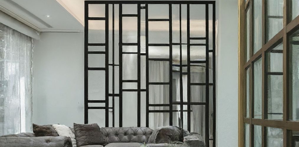 Clear glass partition with metal frame in living room - Beautiful Homes