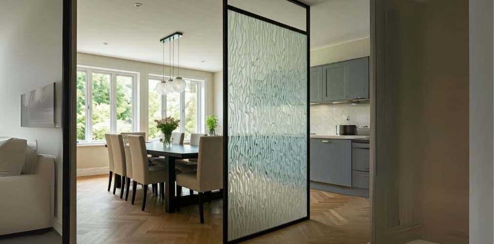 decorative textured glass partition in modern interior - Beautiful Homes