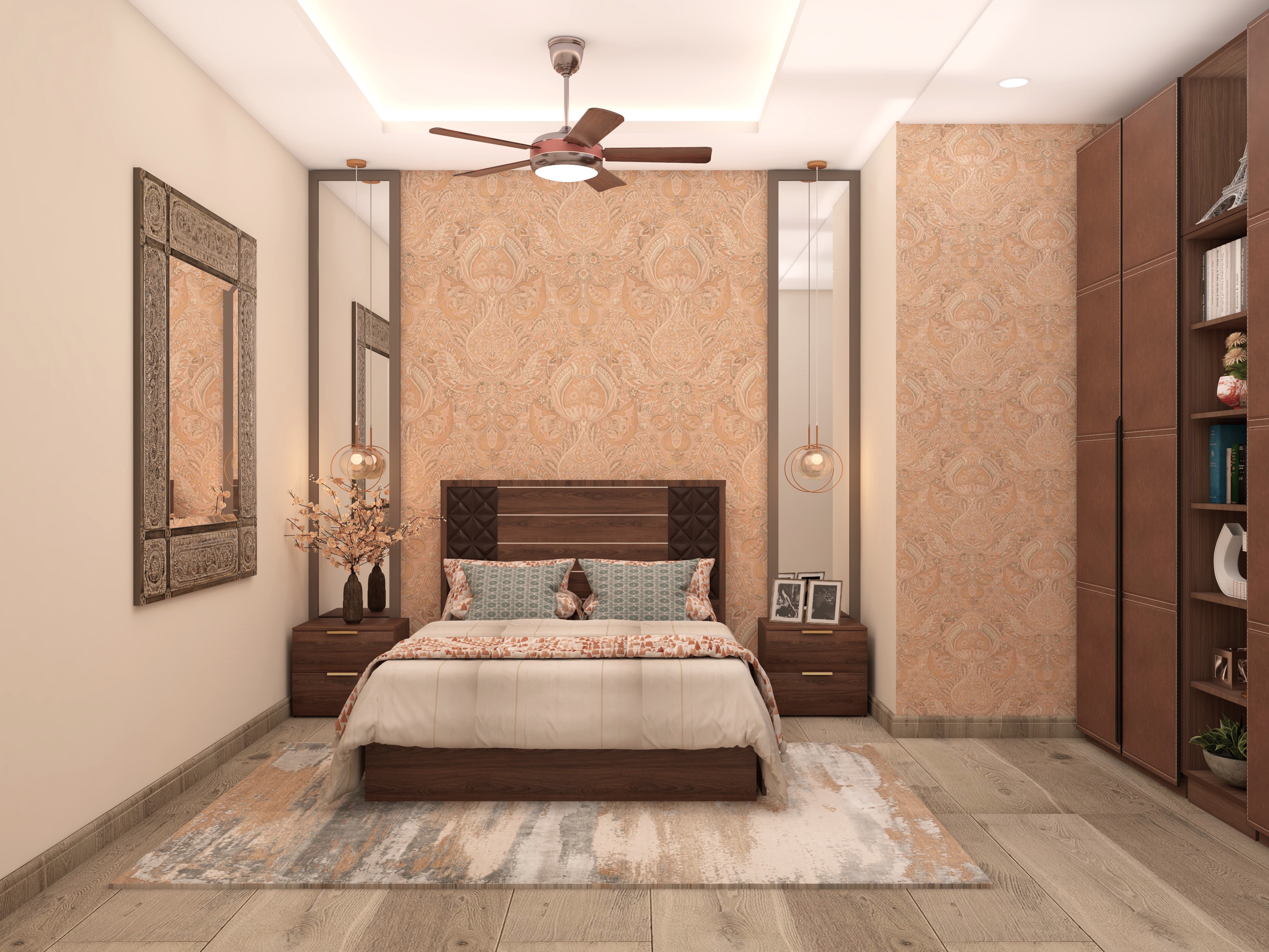 Modern guest bedroom with Royal furniture and white teak lights - Beautiful Homes