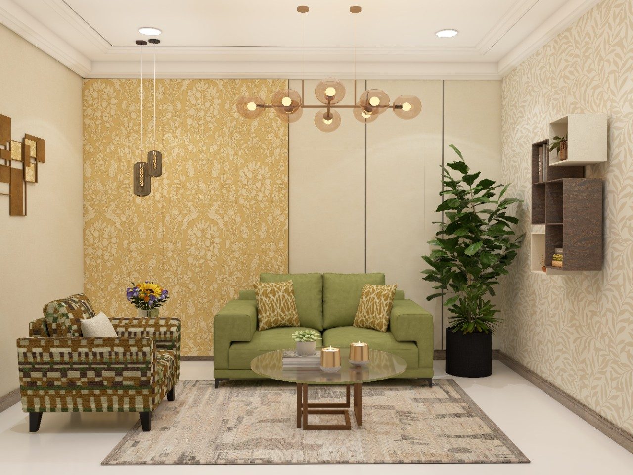 Modern hallway with Royal furniture and white teak  lights - Beautiful Homes