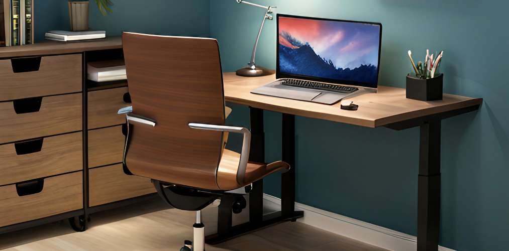 Wooden adjustable desk with office chair-Beautiful Homes