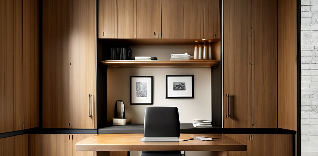 Wooden cupboards for a bedroom office-Beautiful Homes