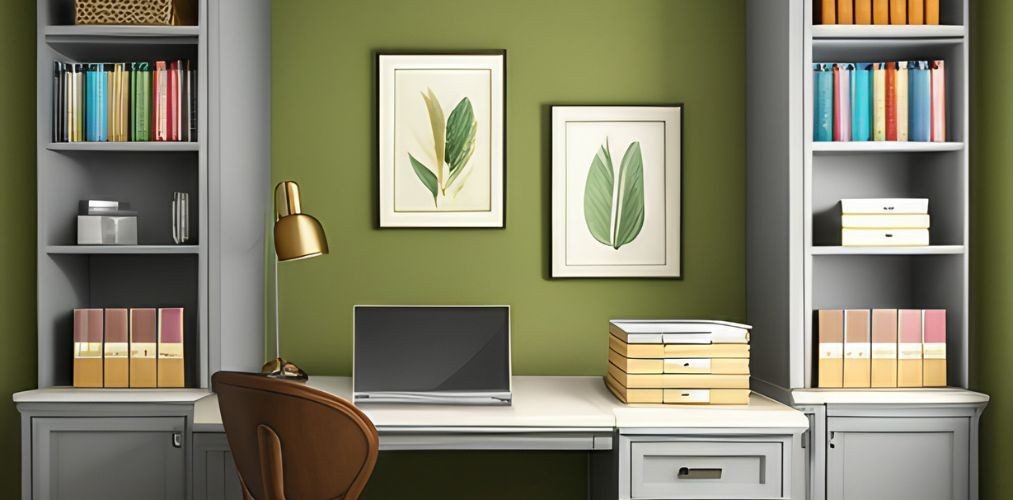 Colorful home office design with workstation-Beautiful Homes