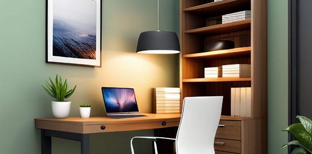 Home office desk design with white study chair-Beautiful Homes