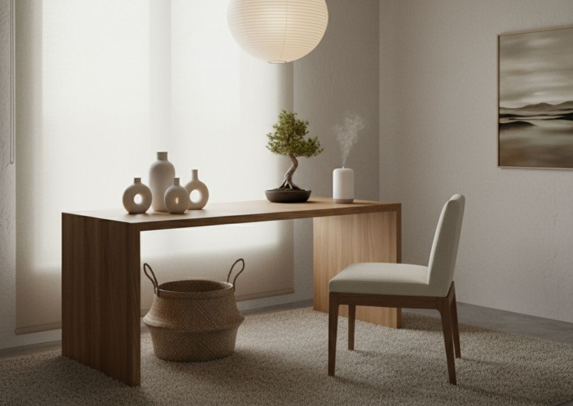 Minimalist wooden home office with modern décor - Beautiful Homes