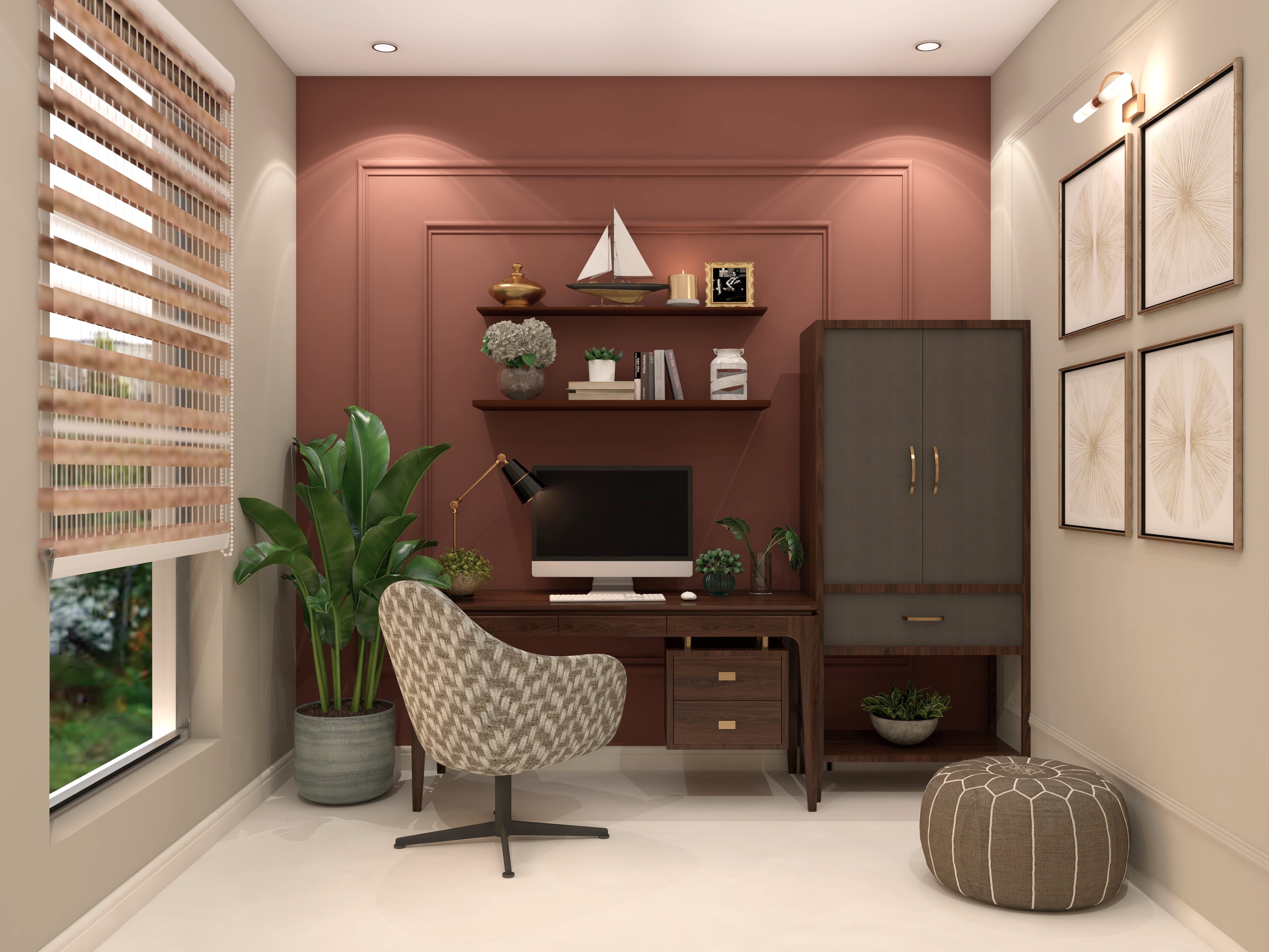 Modern contemporary home office with Nilaya Luxe study furniture - Beautiful Homes