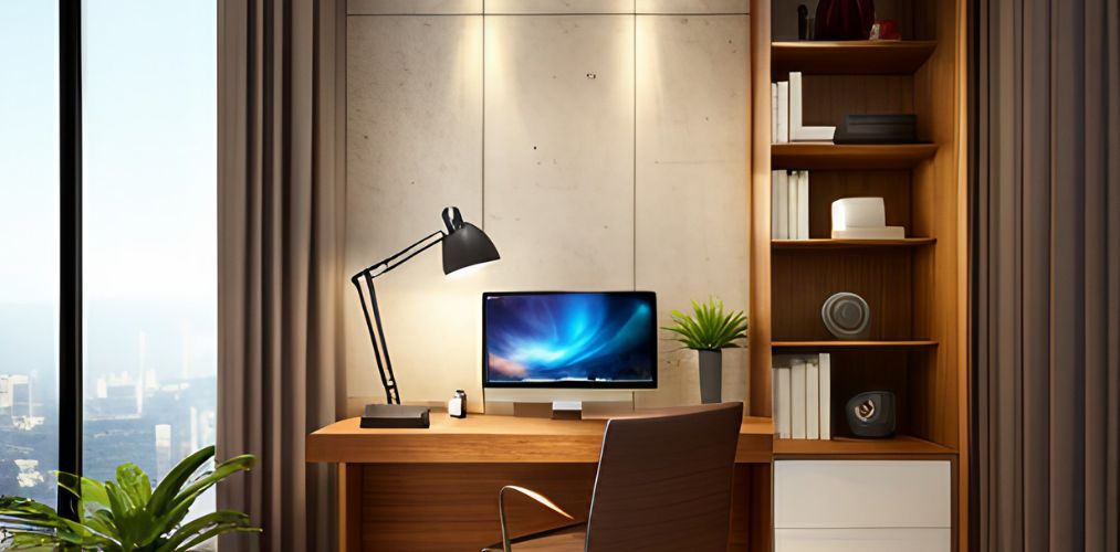Modern wooden study table design for home office-Beautiful Homes