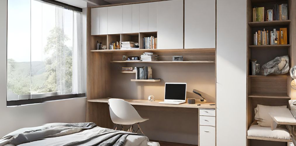 Study table in bedroom with integrated wardrobe - Beautiful Homes