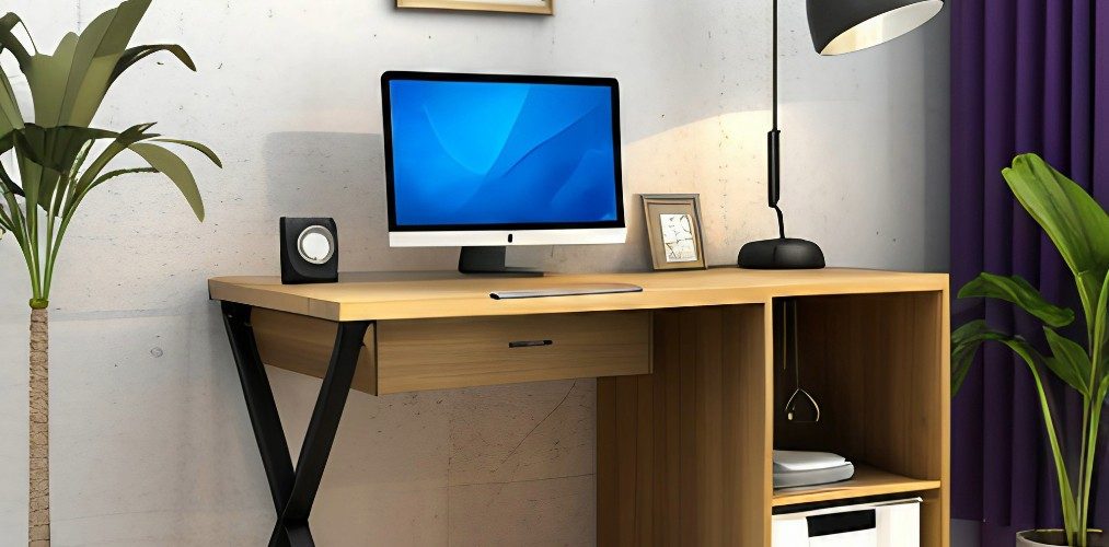 Wooden computer table design with storage-Beautiful Homes