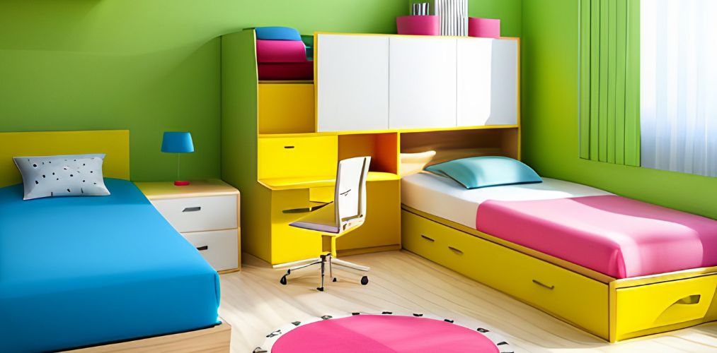 Colorful bedroom design with kids furniture-Beautiful Homes