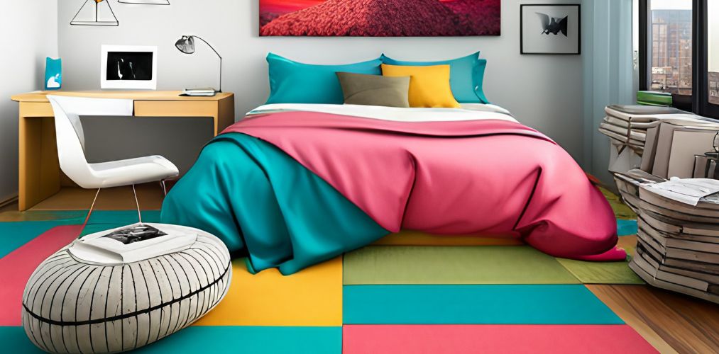 Colorful teenage bedroom with wooden study table-Beautiful Homes