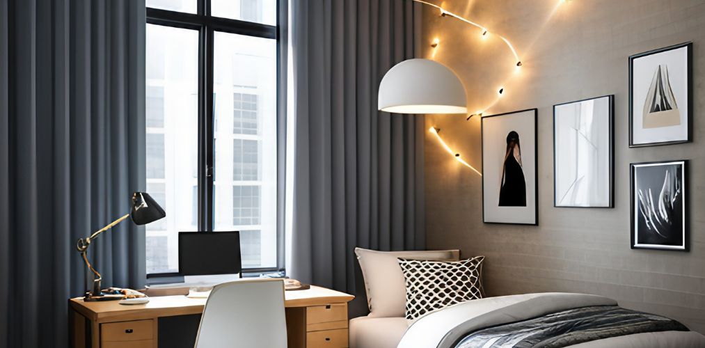 Trendy teenage room décor with lights and posters-Beautiful Homes