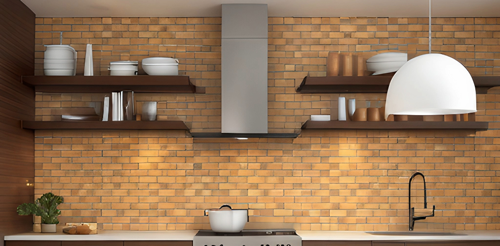 Contemporary kitchen wall tiles design with bricks-Beautiful Homes