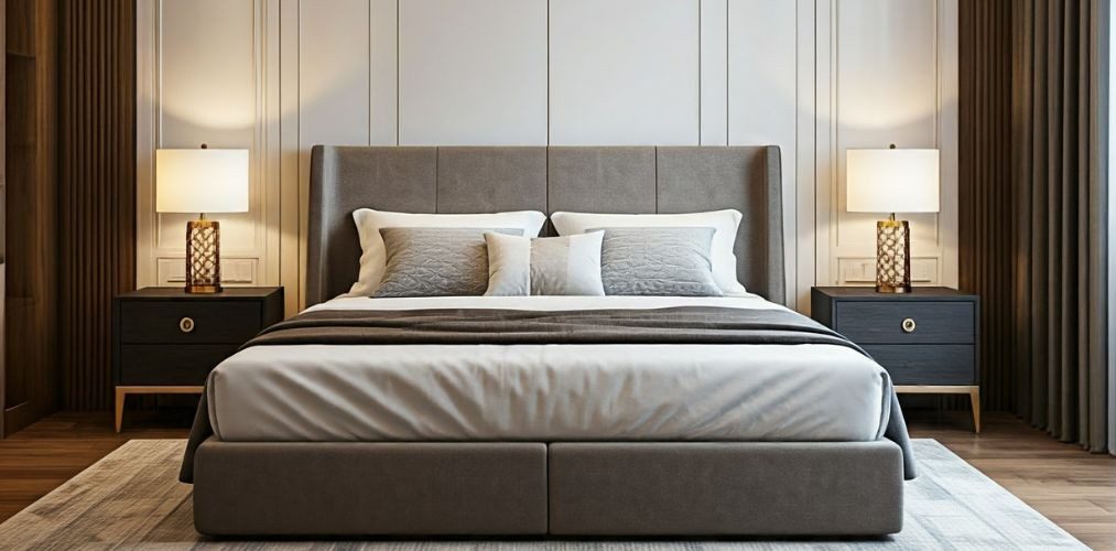Contemporary bedroom with bedside table lamps - Beautiful Homes
