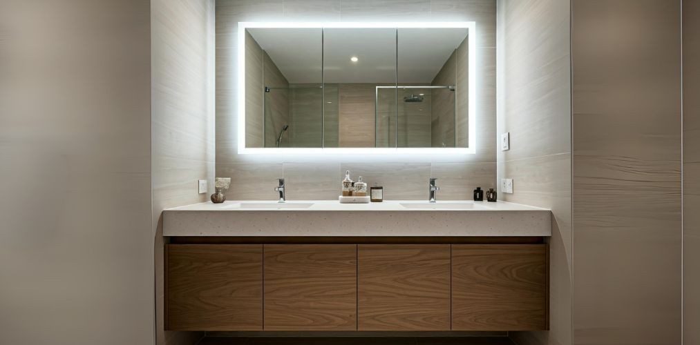 White LED mirror for wash basin with vanity - Beautiful Homes