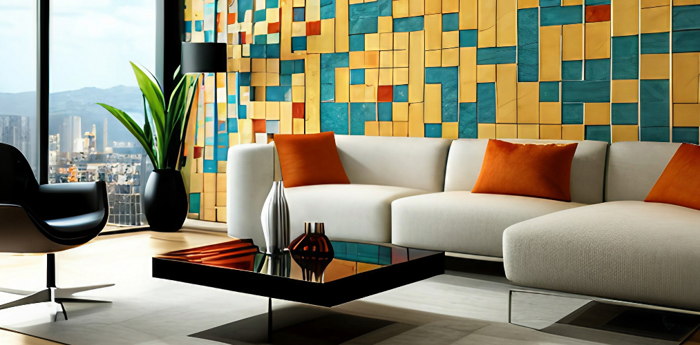 Colorful mosaic wall tiles for living room-Beautiful Homes