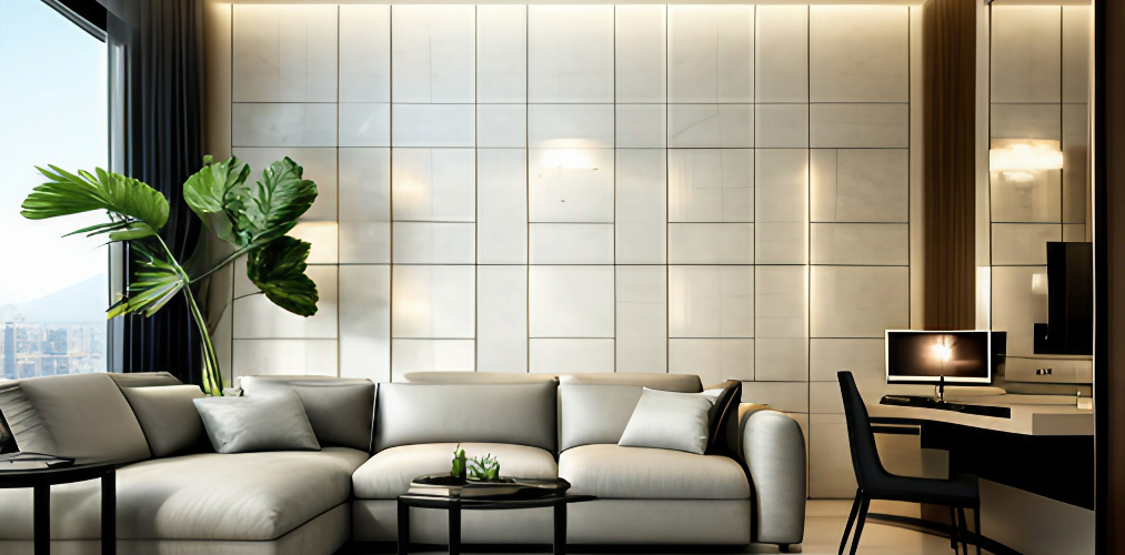 Wall tiles design for living room with glossy finish-Beautiful Home