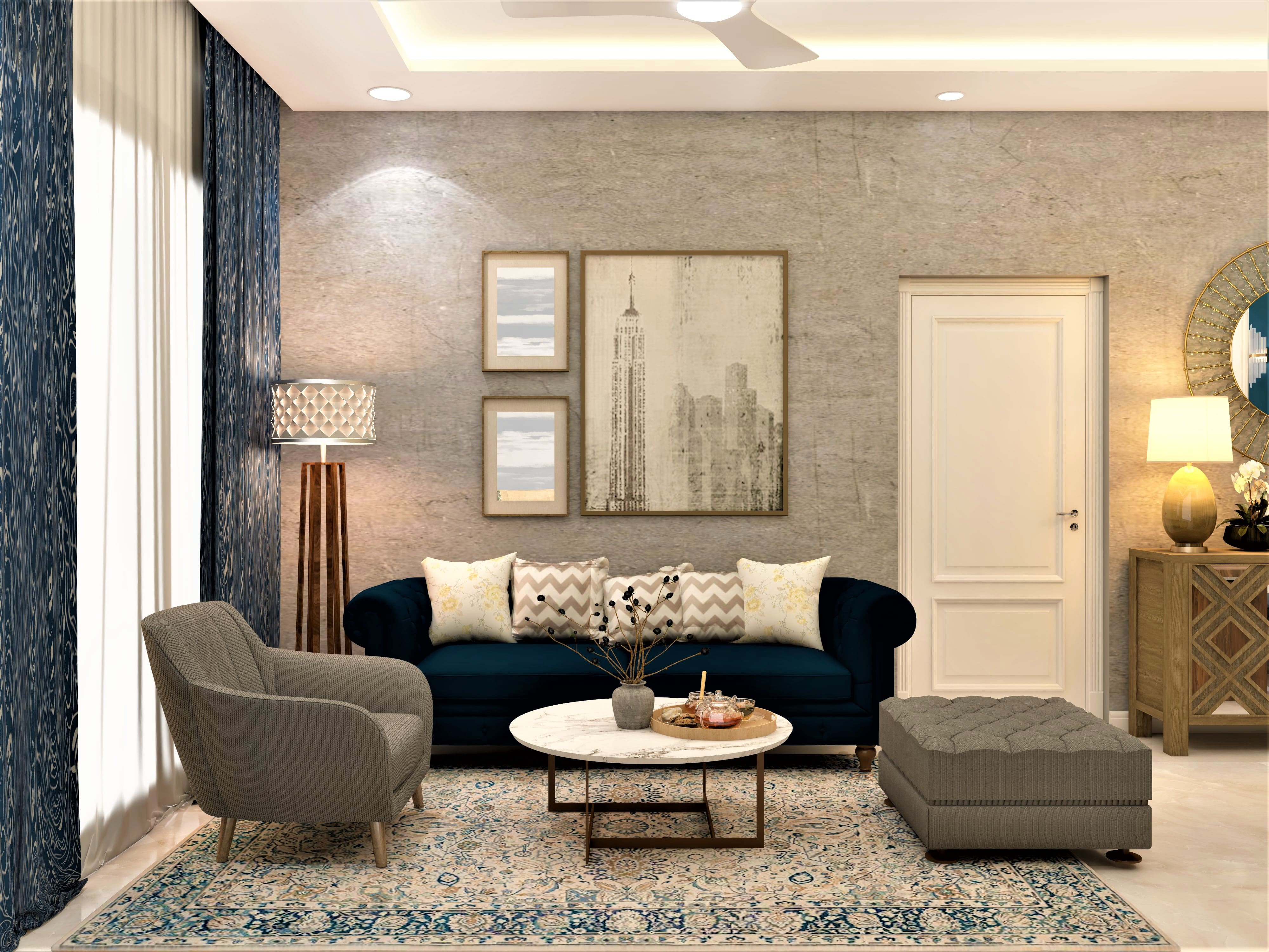 Blue & Grey contemporary living room design ideas for your home - Beautiful Homes