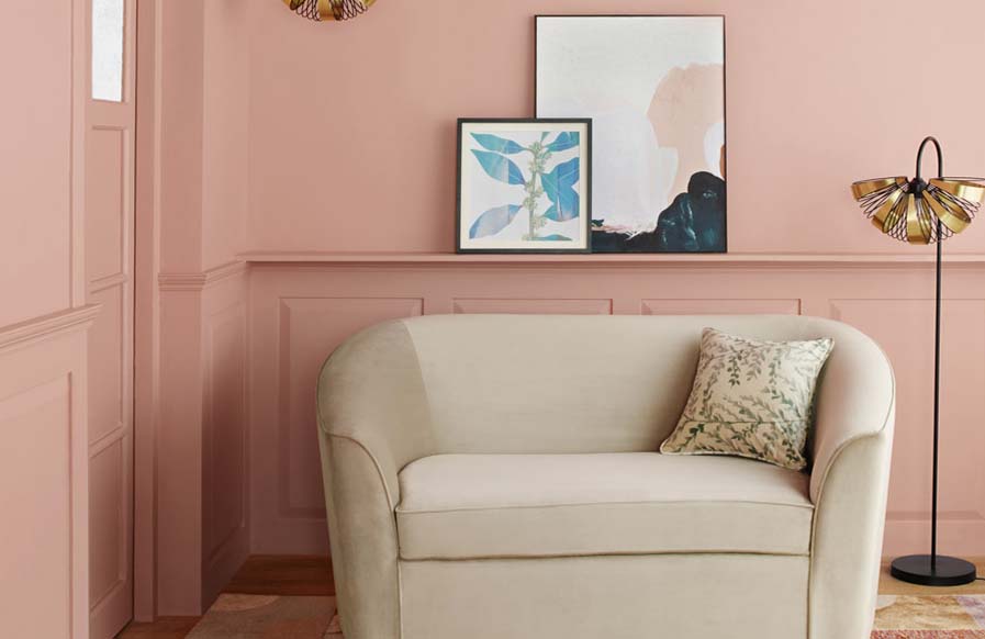 Cosy modern living room design ideas with pink walls for your home - Beautiful Homes