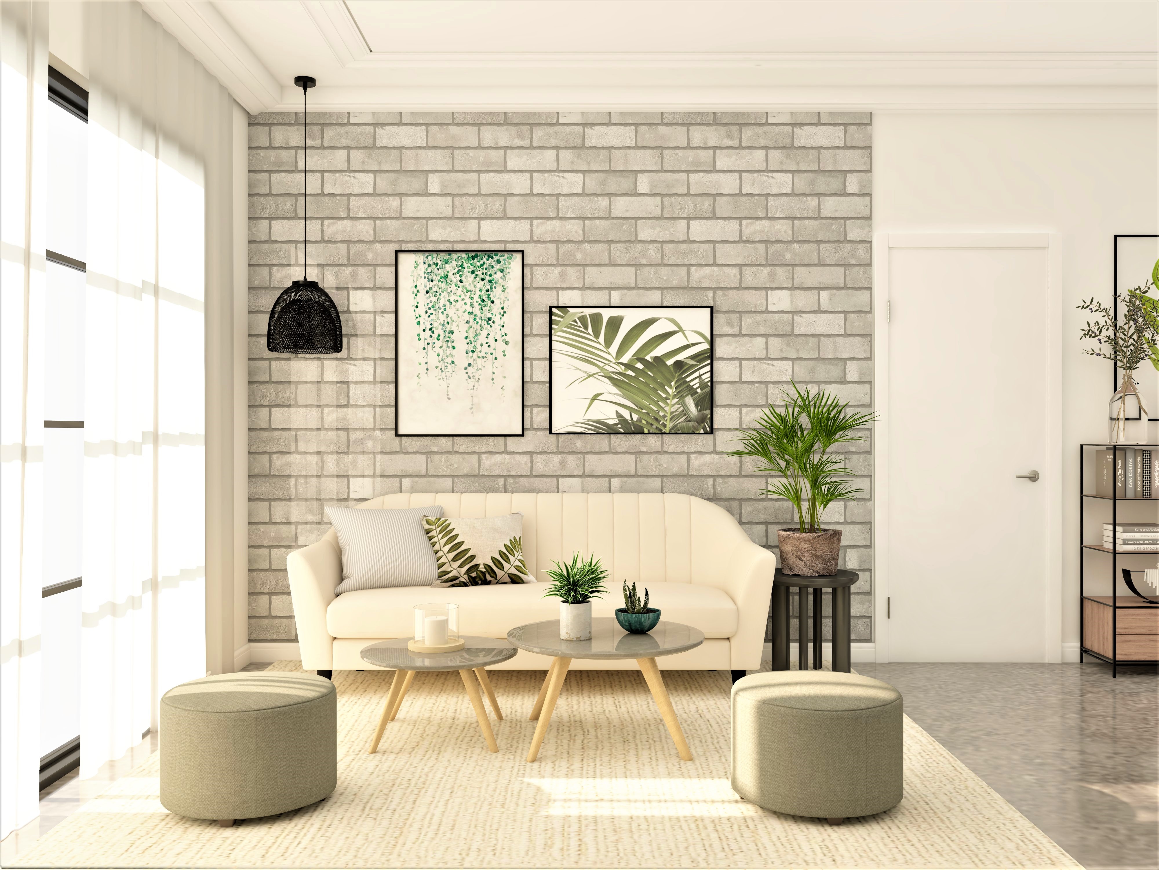 Modern living room with white designer sofa- Beautiful Homes
