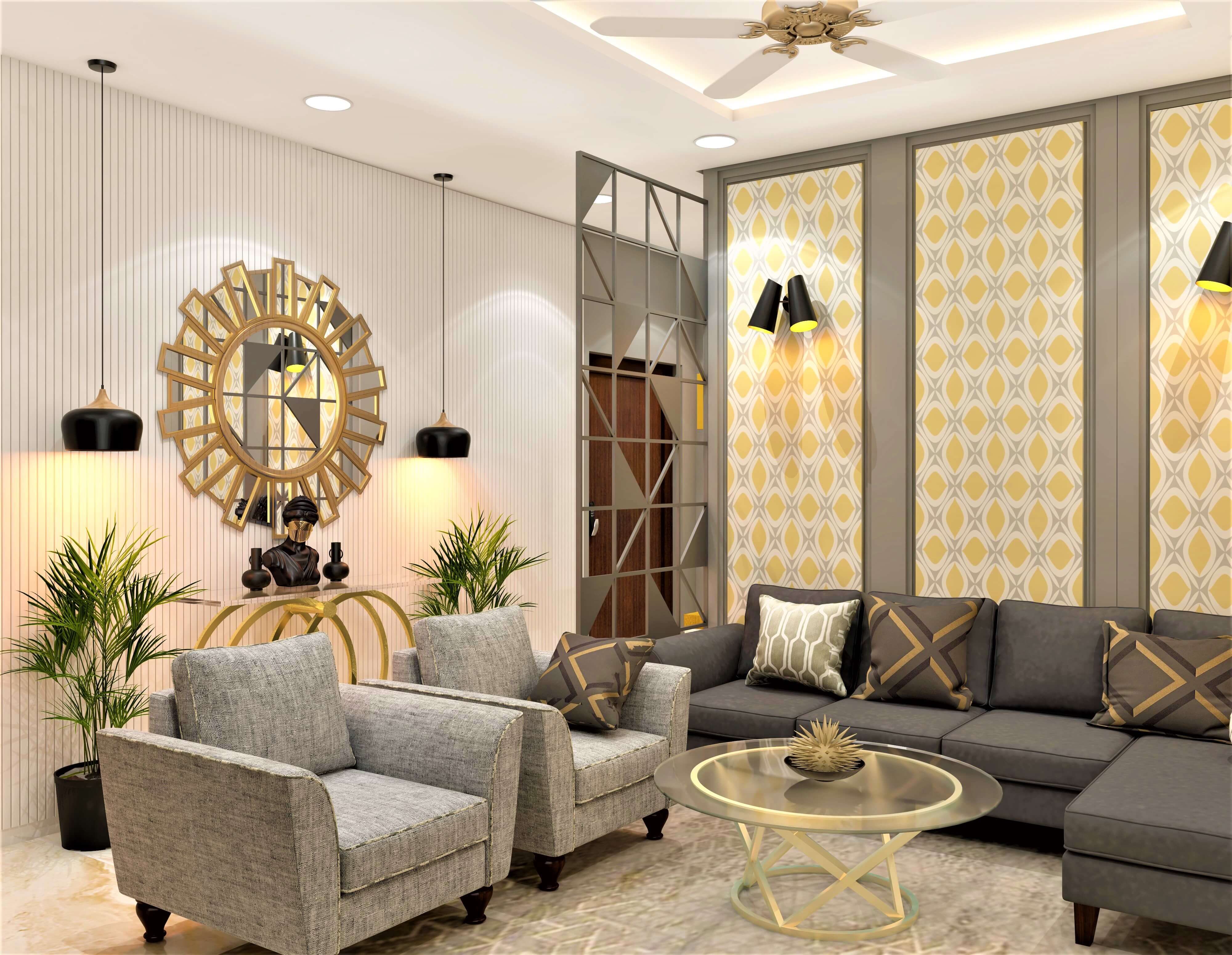 Modern living room design with wall trims design - Beautiful Homes