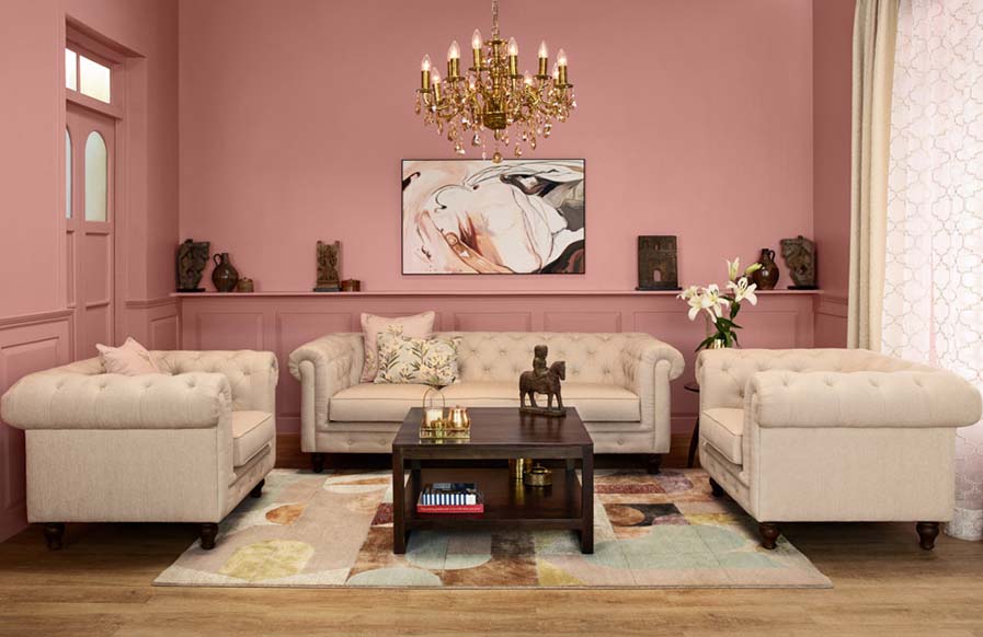 Dusty pink themed living room design for your living space - Beautiful Homes