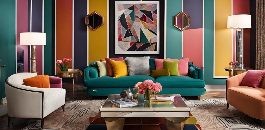 Art deco multi-coloured living room design - Beautiful Homes