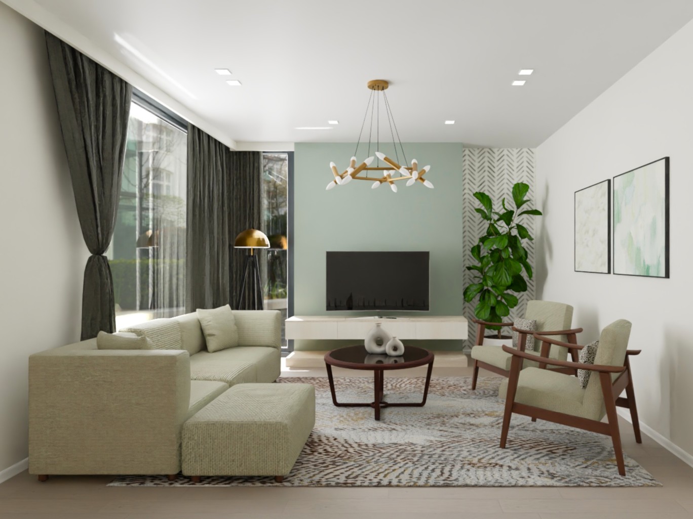 Bright living room with modern furniture and décor - Beautiful Homes