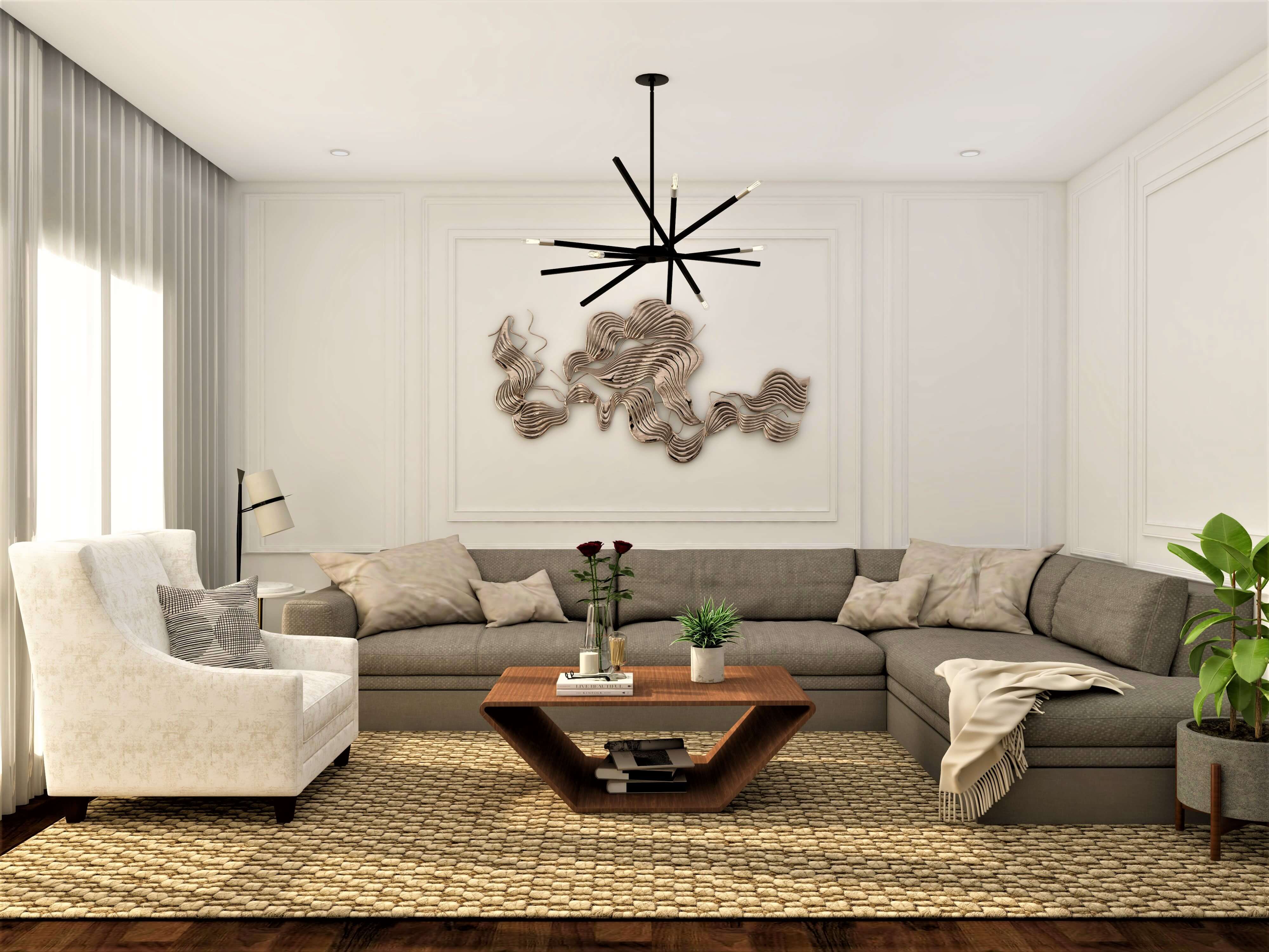 Contemporary living room design with white interiors - Beautiful Homes