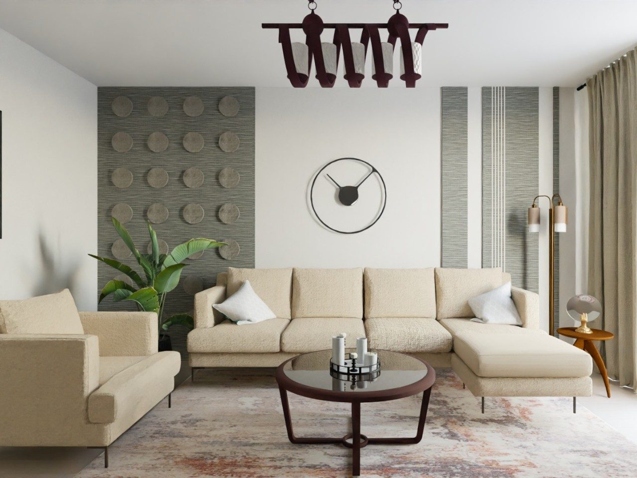 Modern living room with cream sofa and décor - Beautiful Homes