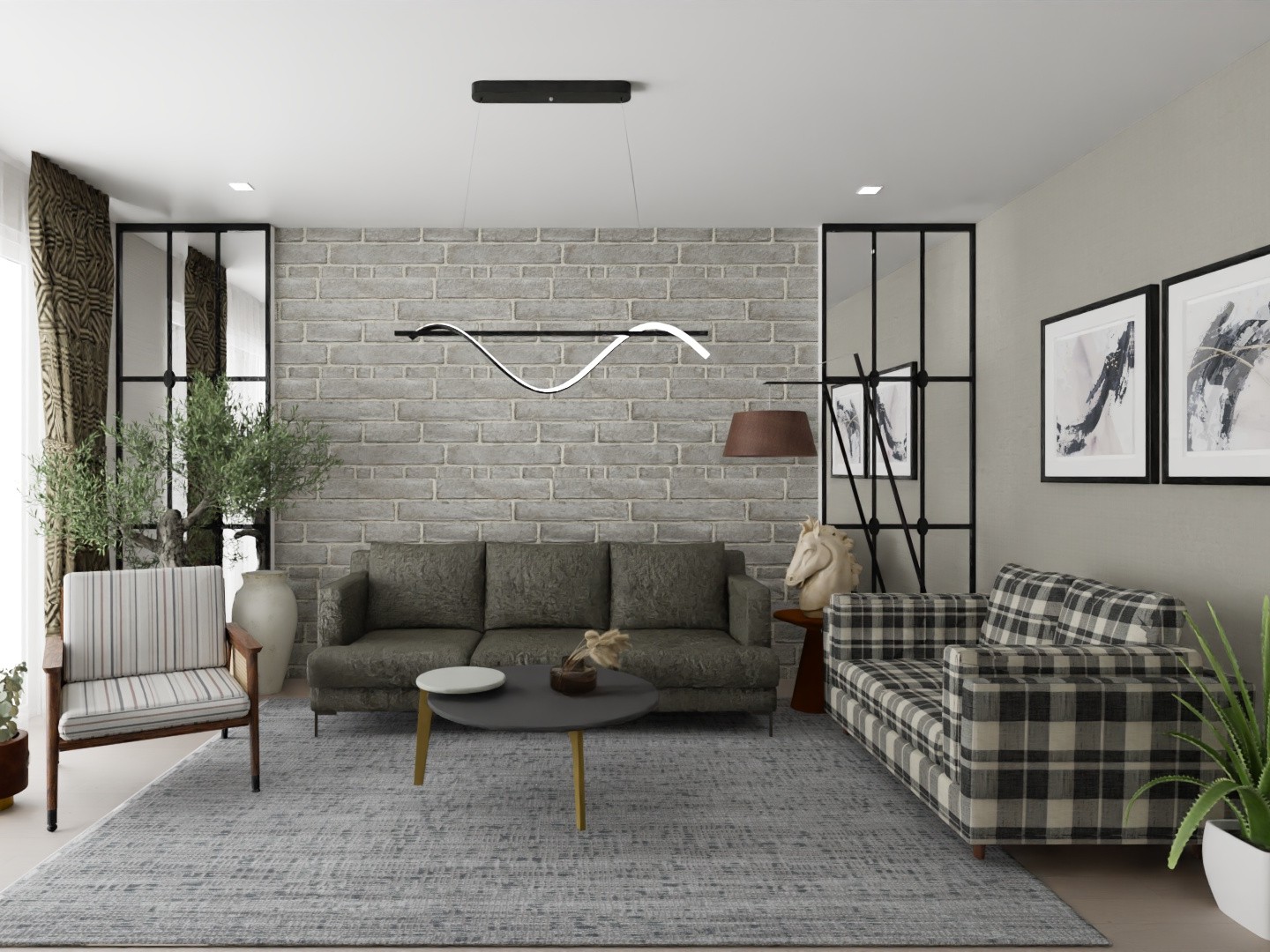 Stylish living room with grey sofa and décor - Beautiful Homes