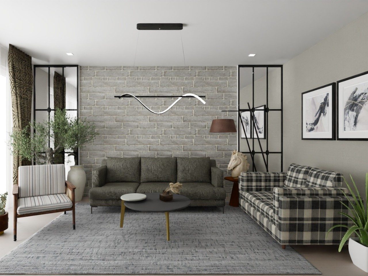 Stylish living room with grey sofa and décor - Beautiful Homes