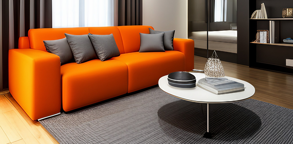 Orange sofacum bed for living room-Beautiful Homes